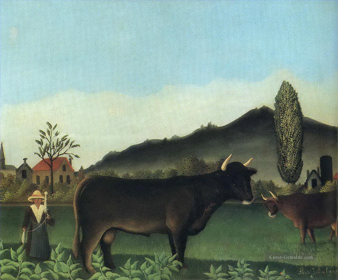 Stier auf dem Feld 191345 Henri Rousseau Post Impressionismus Naive Primitivismus Ölgemälde